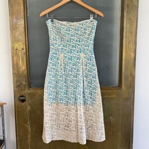 Y2K W by Julienne Lace Strapless Dress Blue Ombre Fit Flare Size S
